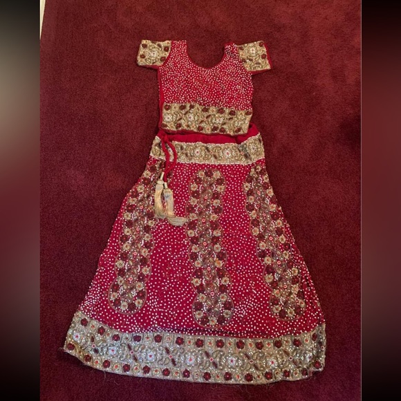 Indian bridal wedding Lehenga red gold designer custom m HEAVY Punjabi Hindu - Picture 2 of 2